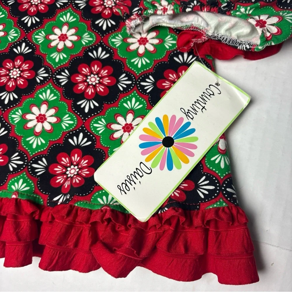 Counting Daisies Baby Girl 18 Months Outfit Dress Bloomer Red Green Black New